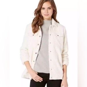 Jack By BB Dakota Faux‎ Sherpa Ivory Teddy Collared Jacket Size L New